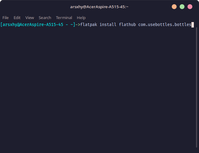 flatpak install flathub com.usebottles.bottles