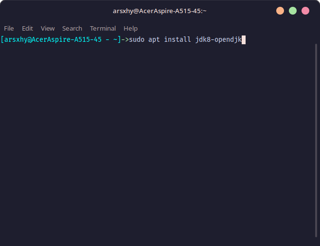 sudo apt install jdk8-openjdk