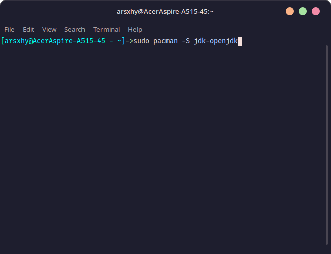 sudo pacman -S jdk-openjdk